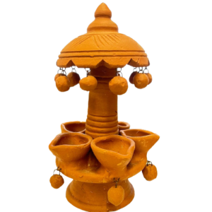 Clay Diya umbrella design (5 candles)