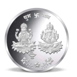 999 Silver Coin with Lakshmiji and Ganeshji 10gms