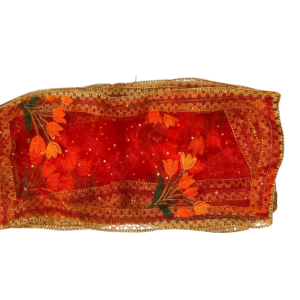 Pooja Chunri Red 50cm / Rotes Gebetstuch mit Blumenmuster 50cm